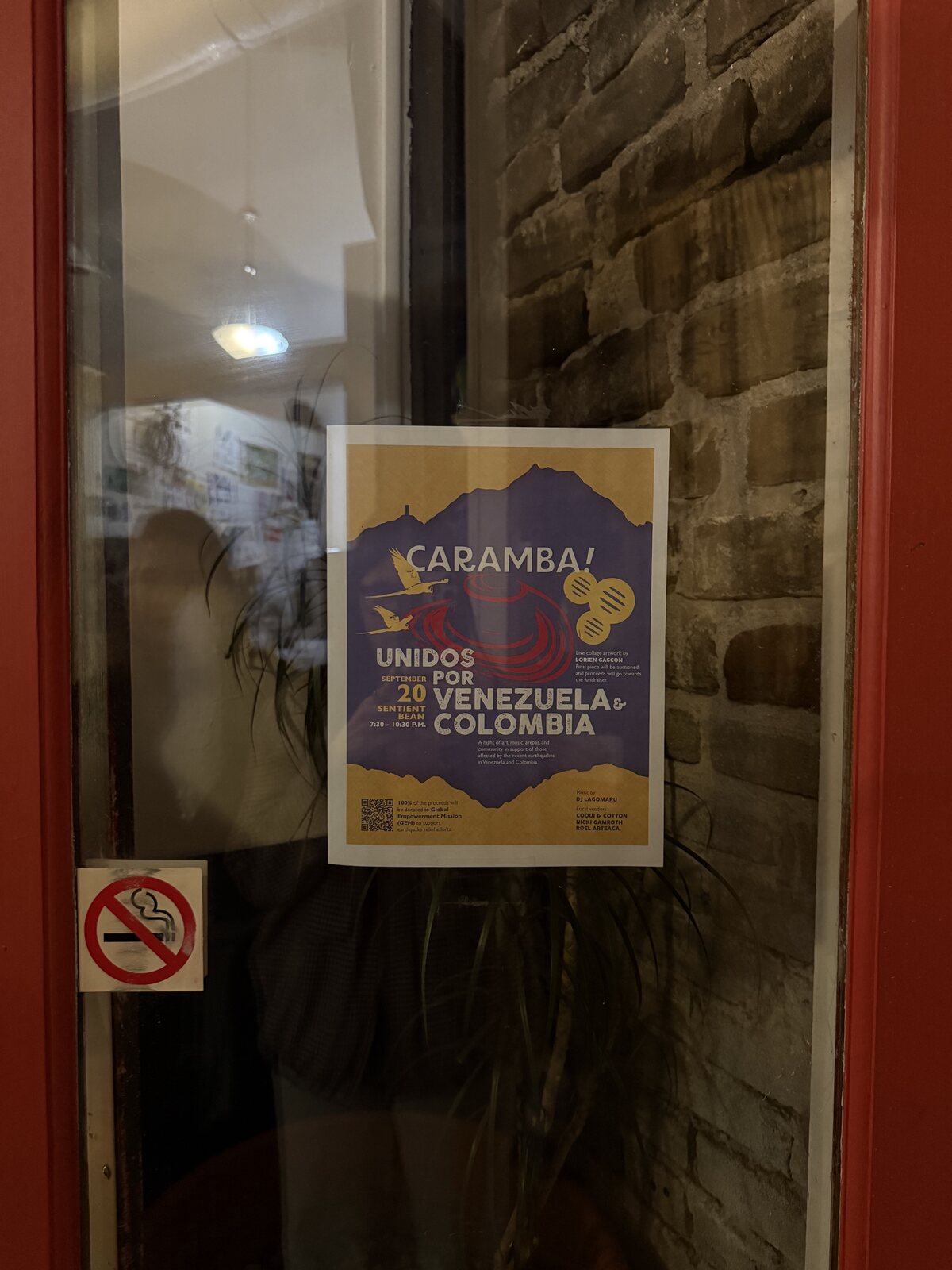 Poster on the door at the event