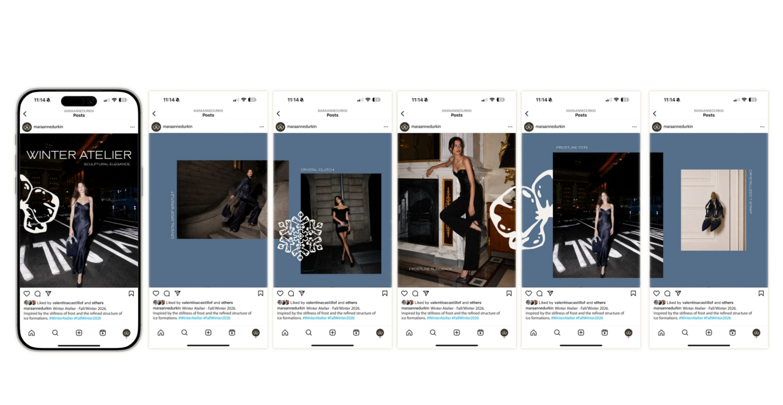 Winter Atelier campaign — Instagram mockups